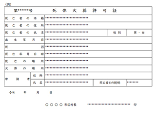 火葬埋葬許可証