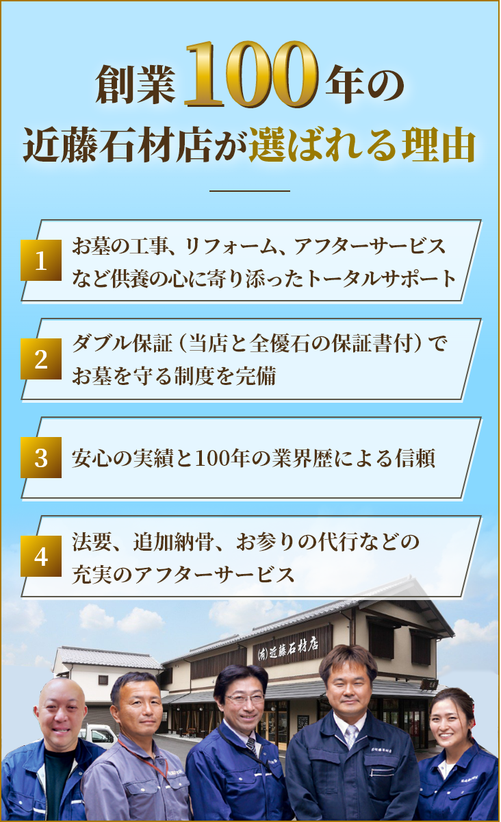 創業100年の近藤石材店が選ばれる理由