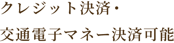 クレジット決済・交通電子マネー決済可能